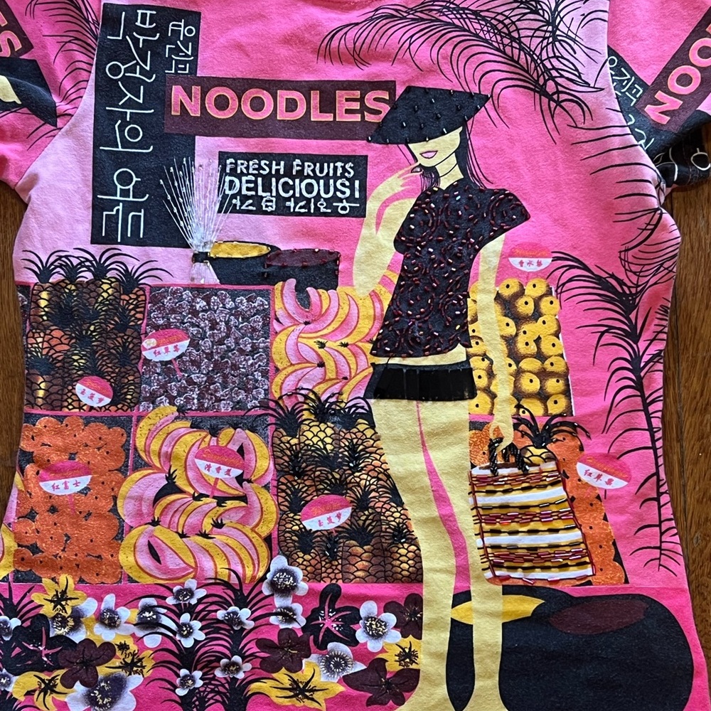Custo Barcelona Pink Graphic Noodles Short Sleeve Tee - Picture 2 of 5